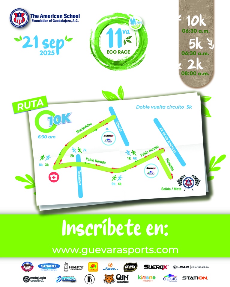 Mapa original de la ruta 10K de Eco Race ASFG 2025, dos vueltas al circuito 5K